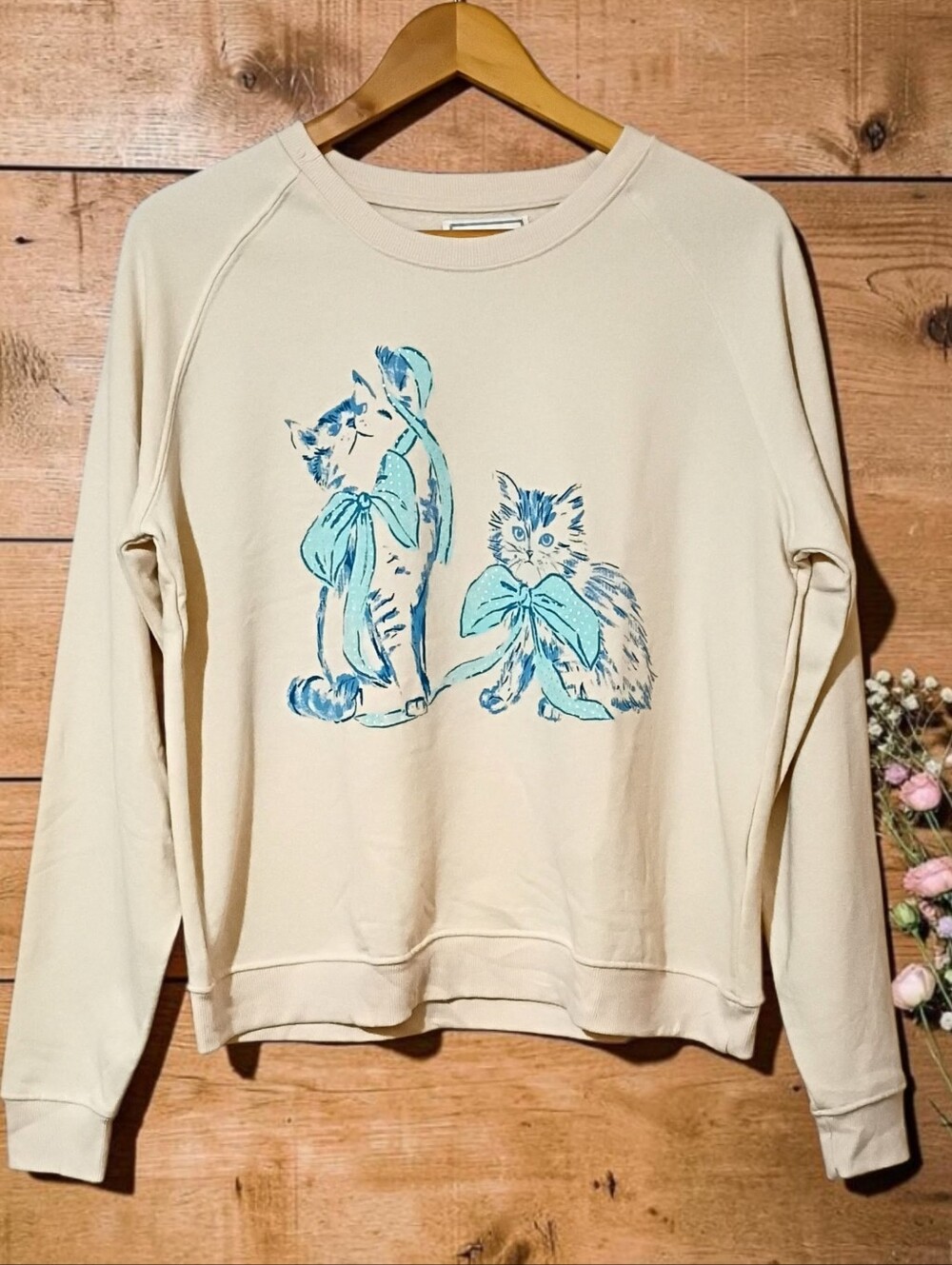 NWOTS Maeve Anthropologie Animal Friends Ribbon Kittens Sweatshirt. Size